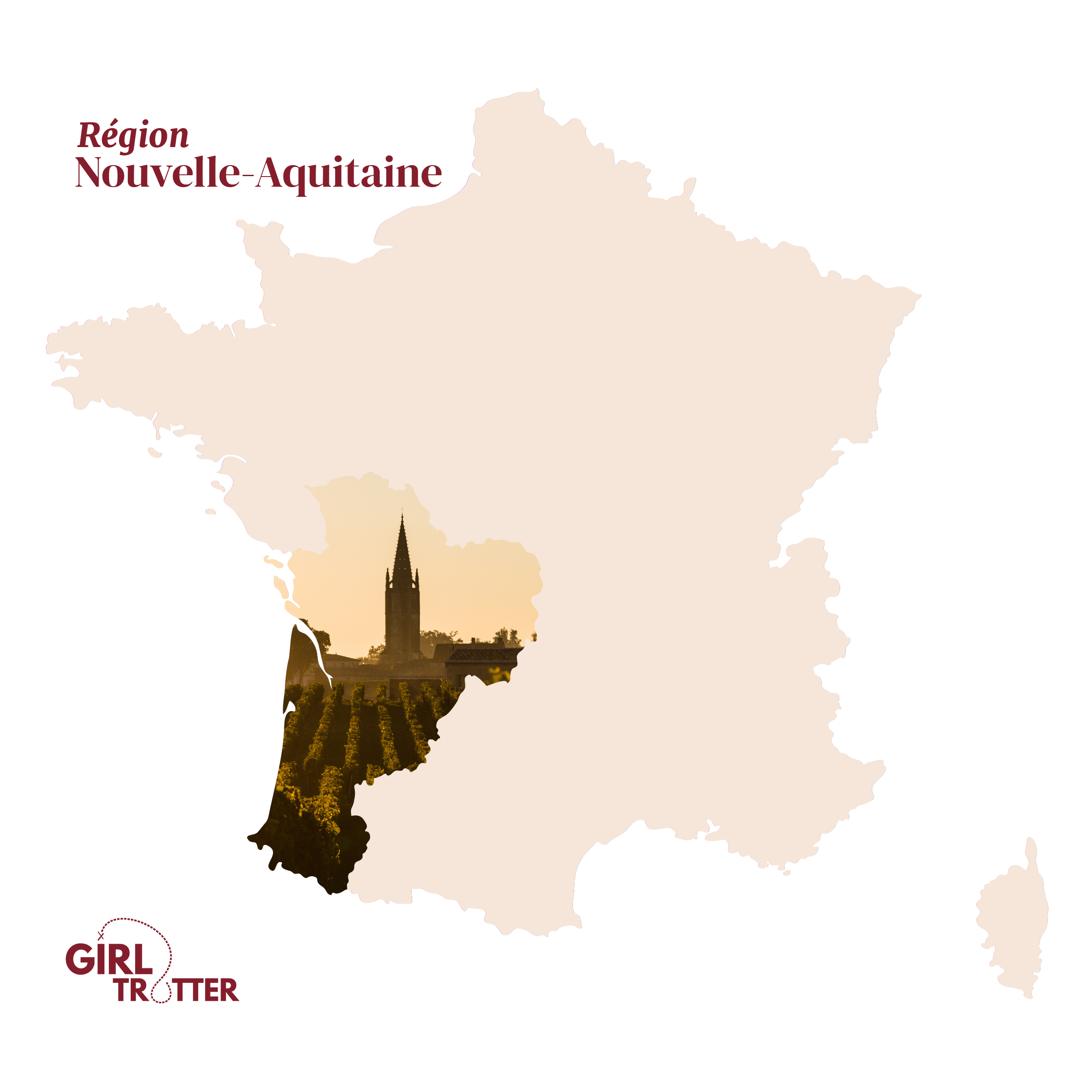 carte région nouvelle aquitaine blog voyage girltrotter beige rouge saint emilion